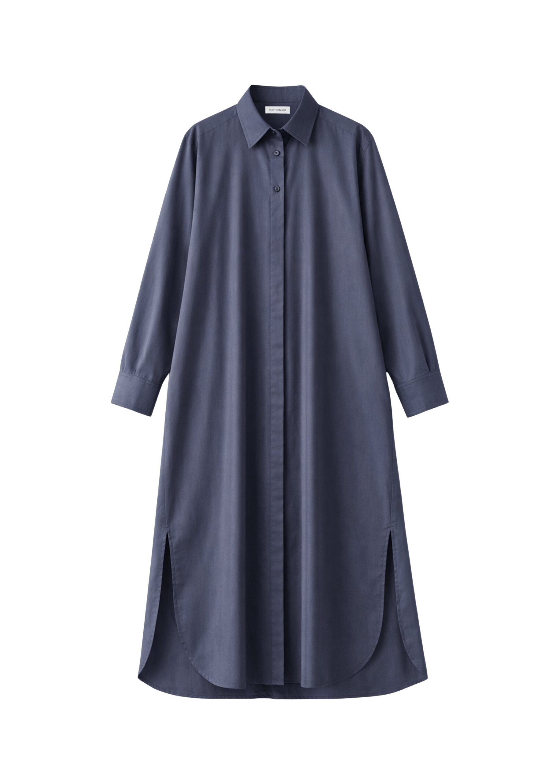 The Frankie Shop Bloom Organic Cotton Shirt Dress - Charcoal - Oversized Minimalist Dresses in Grey - Shop at Luxury Shoes 