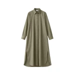 The Frankie Shop Bloom Organic Cotton Shirt Dress - Olive - Oversized Minimalist Dresses in Green - Shop at Luxury Shoes 