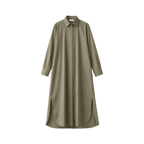 The Frankie Shop Bloom Organic Cotton Shirt Dress - Olive - Oversized Minimalist Dresses in Green - Shop at Luxury Shoes 