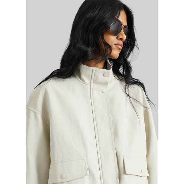 The Frankie Shop Brasov Bubble-Hem Jacket - Light Beige - Oversized Minimalist Jackets in Beige - Shop at Luxury Shoes 