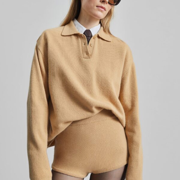 The Frankie Shop Bresica Knit Hot Pants – Camel, view 2