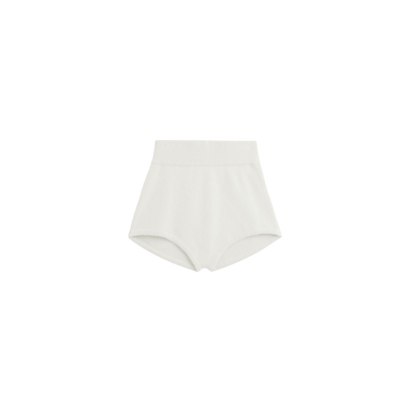 The Frankie Shop Bresica Knit Hot Pants - Ivory - Oversized Minimalist Shorts in Ivory - Shop at Luxury Shoes 