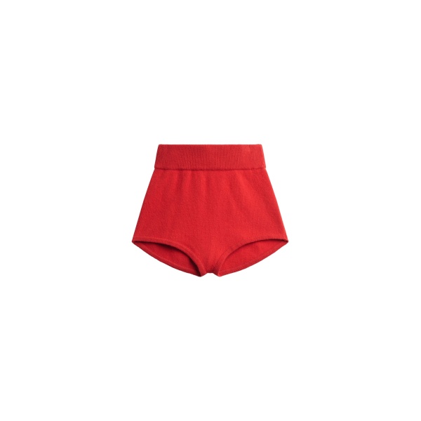 The Frankie Shop Bresica Knit Hot Pants - Red - Oversized Minimalist Shorts in Red - Shop at Luxury Shoes 