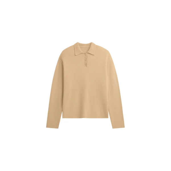 The Frankie Shop Bresica Knit Polo Sweater – Camel