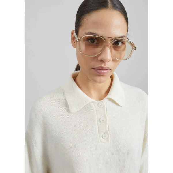 The Frankie Shop Bresica Knit Polo Sweater – Ivory, view 3