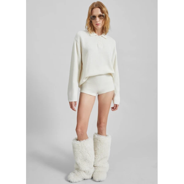 The Frankie Shop Bresica Knit Polo Sweater – Ivory, view 5