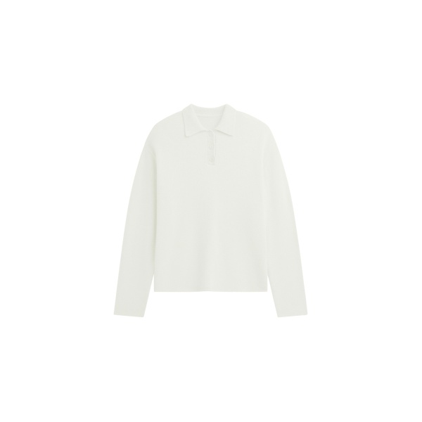 The Frankie Shop Bresica Knit Polo Sweater - Ivory - Oversized Minimalist Knitwear in Ivory - Shop at Luxury Shoes 