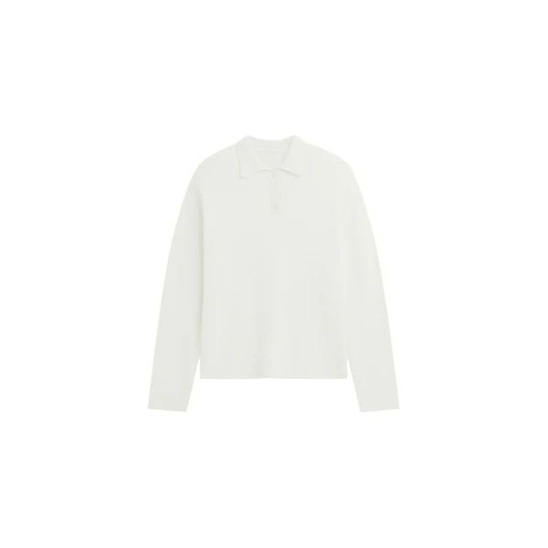 The Frankie Shop Bresica Knit Polo Sweater – Ivory