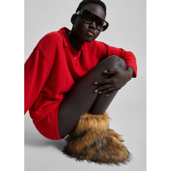 The Frankie Shop Bresica Knit Polo Sweater - Red - Oversized Minimalist Knitwear in Red - Shop at Luxury Shoes 