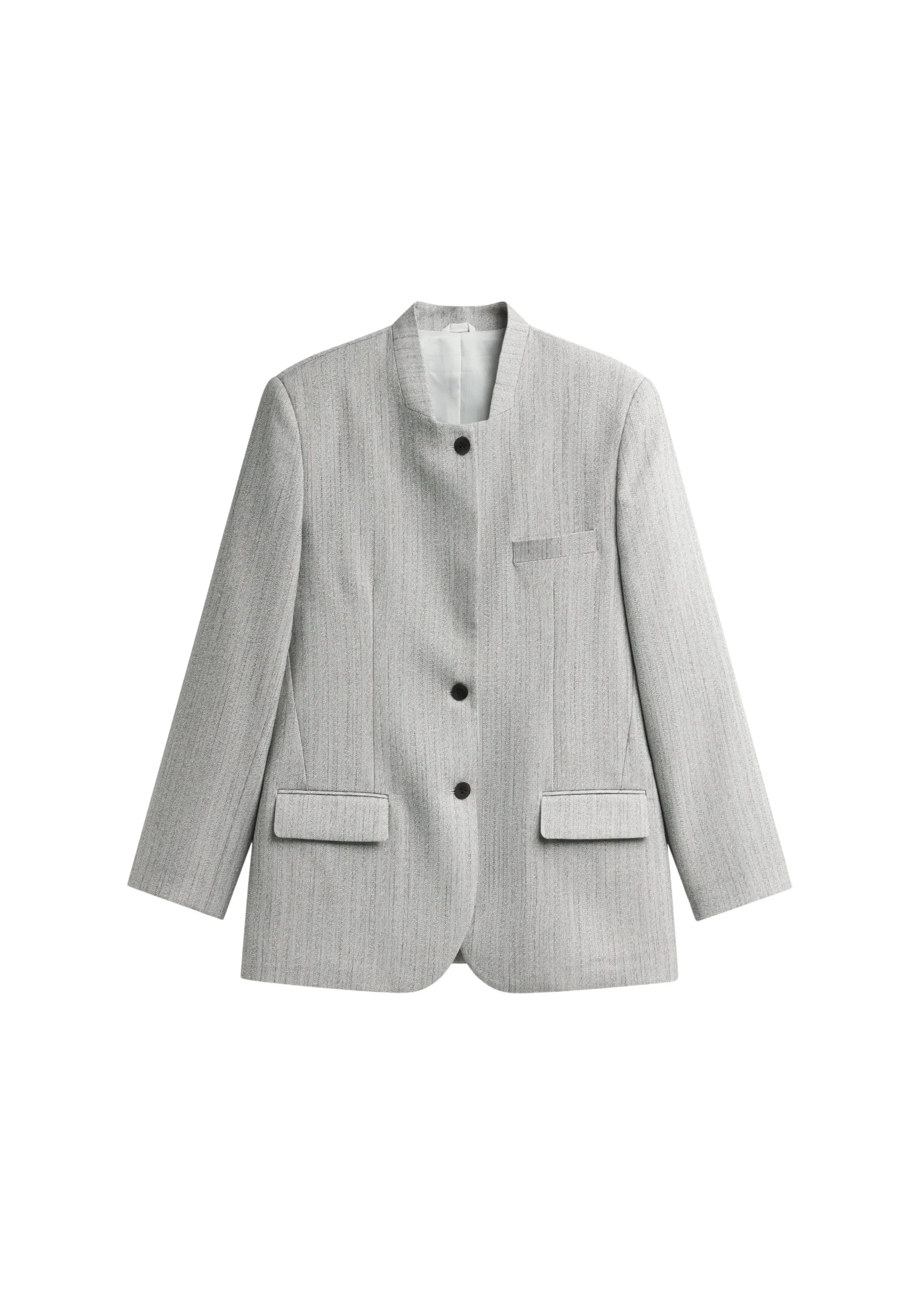 The-Frankie-Shop-Breux-Collarless-Padded-Blazer-Grey-Melange-coveti-scaled97976_nobg The Frankie Shop Breux Collarless Padded Blazer - Grey Melange - Oversized Minimalist Jackets in Grey - Shop at Luxury Shoes