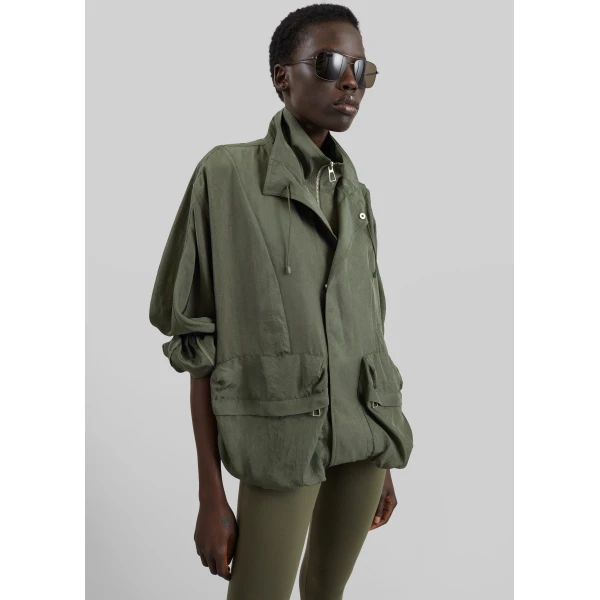 The Frankie Shop Breya Fluid Jacket - Moss Green - Oversized Minimalist Jackets in Green - Shop at Luxury Shoes 