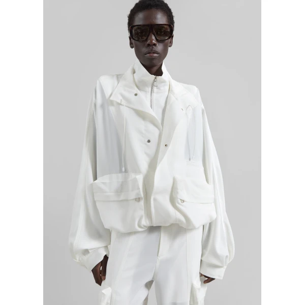 The Frankie Shop Breya Fluid Jacket - White - Oversized Minimalist Jackets in White - Shop at Luxury Shoes 