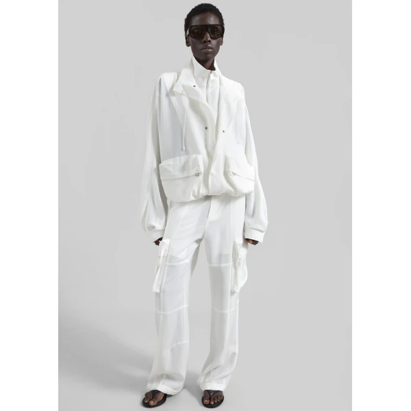 The Frankie Shop Breya Fluid Jacket - White - Oversized Minimalist Jackets in White - Shop at Luxury Shoes 