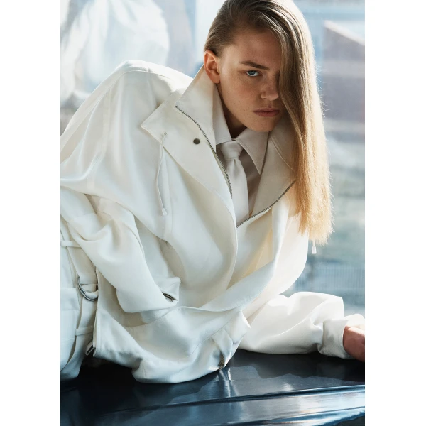 The Frankie Shop Breya Fluid Jacket - White - Oversized Minimalist Jackets in White - Shop at Luxury Shoes 