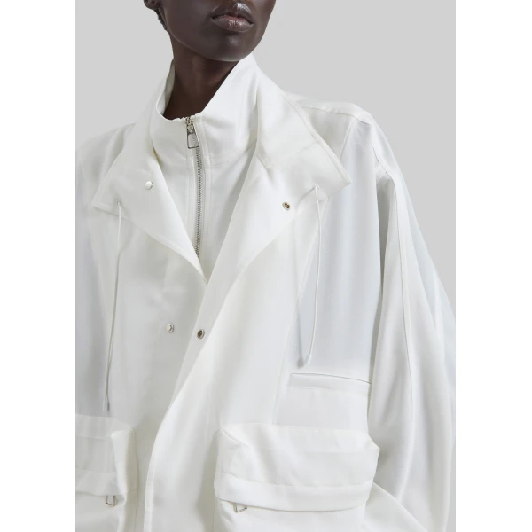 The Frankie Shop Breya Fluid Jacket - White - Oversized Minimalist Jackets in White - Shop at Luxury Shoes 