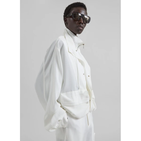 The Frankie Shop Breya Fluid Jacket - White - Oversized Minimalist Jackets in White - Shop at Luxury Shoes 