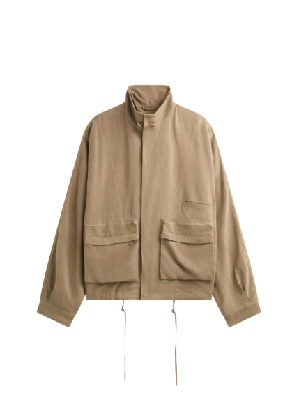 The Frankie Shop Breya Linen Fluid Jacket - Camel - Oversized Minimalist Jackets in Beige - Shop at Luxury Shoes 