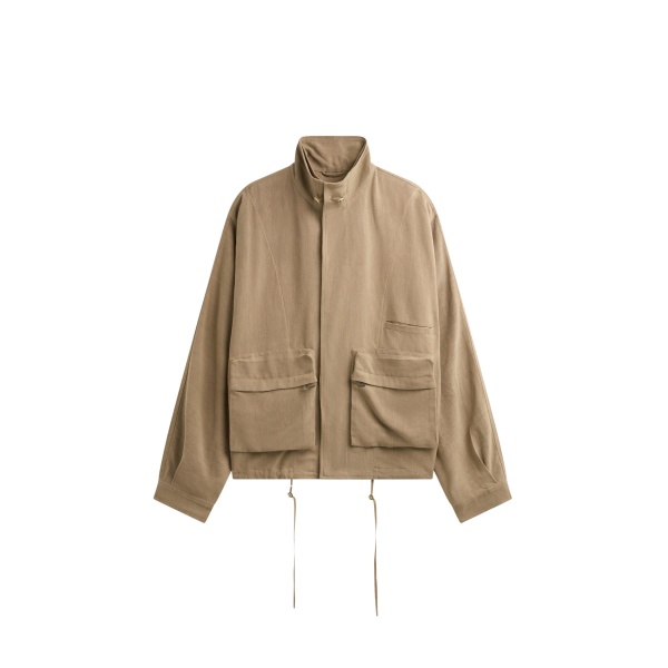 The Frankie Shop Breya Linen Fluid Jacket - Camel - Oversized Minimalist Jackets in Beige - Shop at Luxury Shoes 