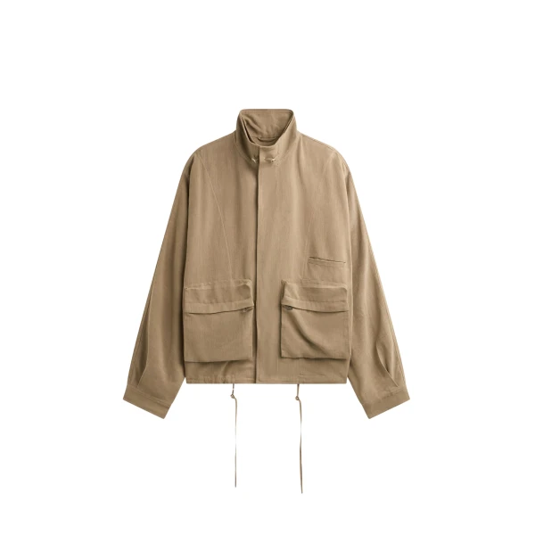 The Frankie Shop Breya Linen Fluid Jacket - Camel - Oversized Minimalist Jackets in Beige - Shop at Luxury Shoes 