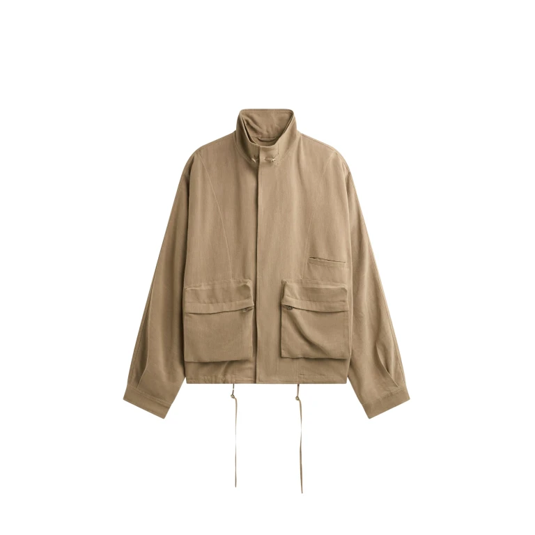 The Frankie Shop Breya Linen Fluid Jacket - Camel - Oversized Minimalist Jackets in Beige - Shop at Luxury Shoes 