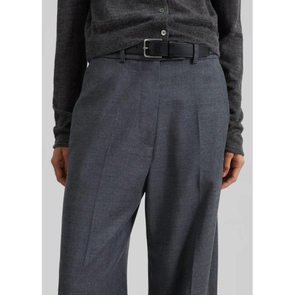 The Frankie Shop Brickell Flannel Trousers - Grey Melange - Oversized Minimalist Pants in Grey - Shop at Luxury Shoes 