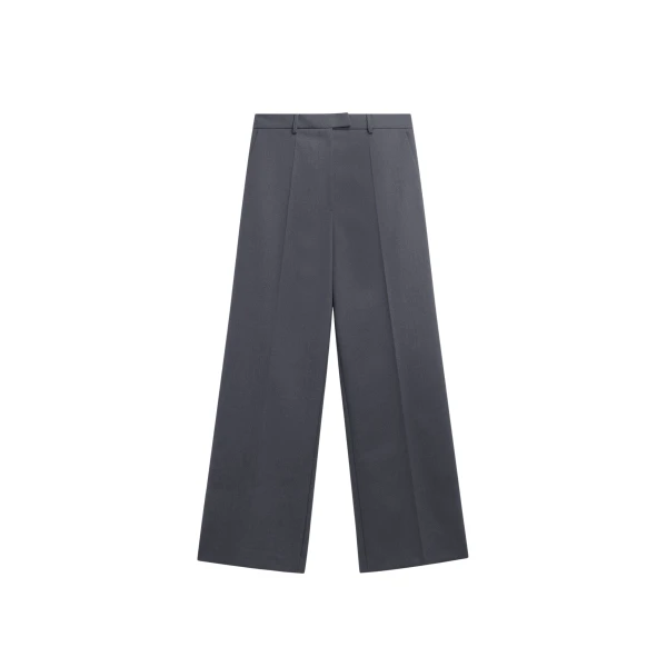 The Frankie Shop Brickell Flannel Trousers - Grey Melange - Oversized Minimalist Pants in Grey - Shop at Luxury Shoes 