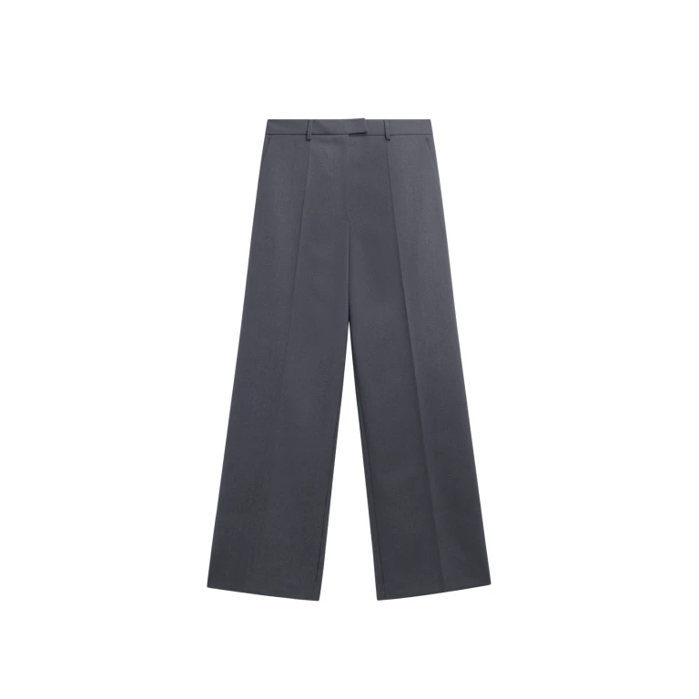The Frankie Shop Brickell Flannel Trousers - Grey Melange - Oversized Minimalist Pants in Grey - Shop at Luxury Shoes 
