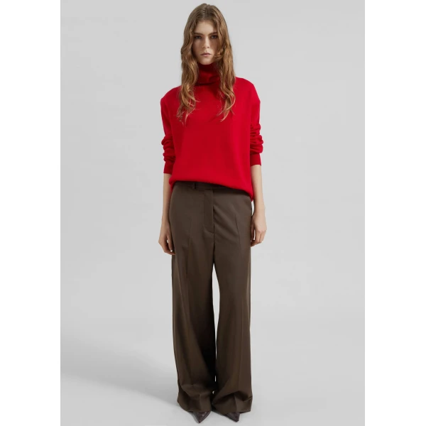The Frankie Shop Brickell Flannel Trousers - Mocha - Oversized Minimalist Pants in Beige - Shop at Luxury Shoes 
