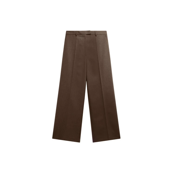 The Frankie Shop Brickell Flannel Trousers - Mocha - Oversized Minimalist Pants in Beige - Shop at Luxury Shoes 
