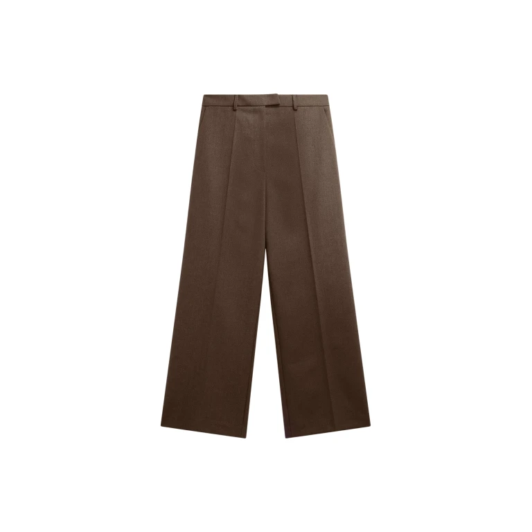 The Frankie Shop Brickell Flannel Trousers - Mocha - Oversized Minimalist Pants in Beige - Shop at Luxury Shoes 