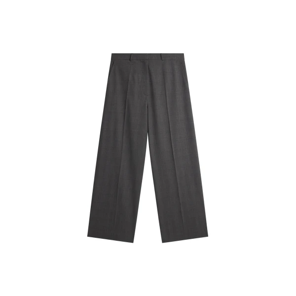 The Frankie Shop Brickell Plaid Trousers - Dark Grey - Oversized Minimalist Pants in Grey - Shop at Luxury Shoes 