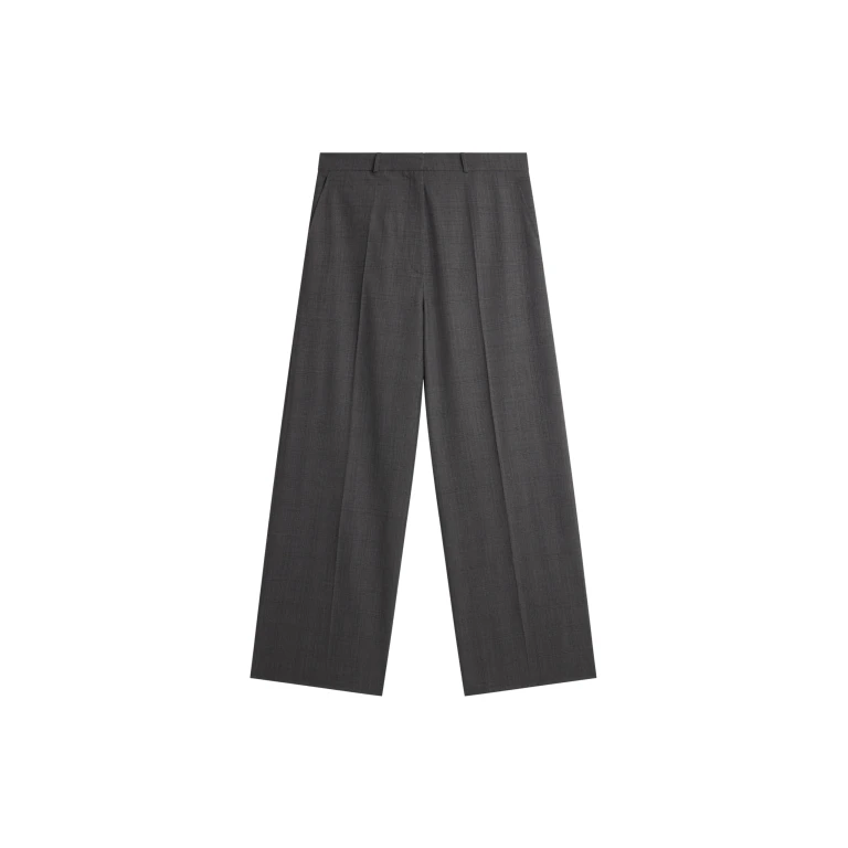 The Frankie Shop Brickell Plaid Trousers - Dark Grey - Oversized Minimalist Pants in Grey - Shop at Luxury Shoes 