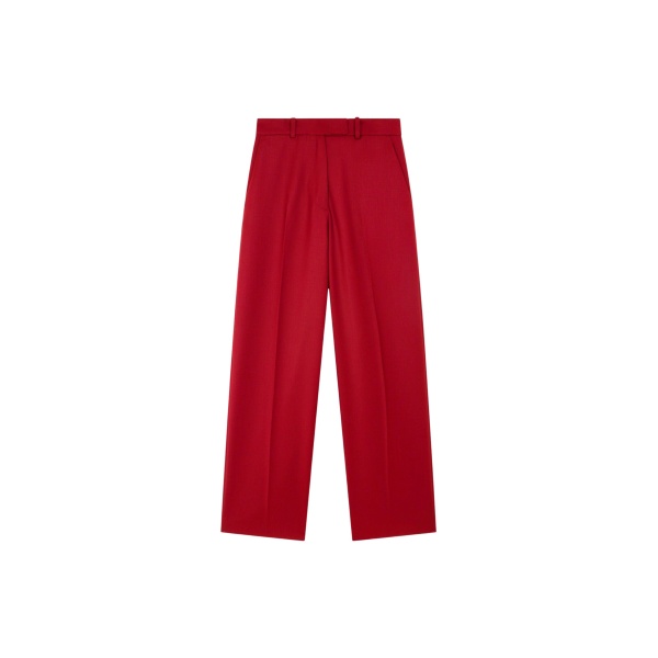 The Frankie Shop Brickell Satin Trousers - Red - Oversized Minimalist Pants in Red - Shop at Luxury Shoes 