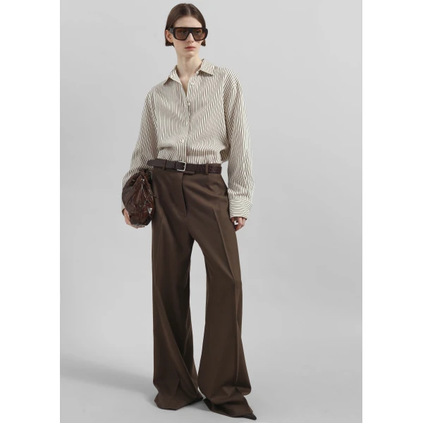 The Frankie Shop Brickell Trousers - Mocha - Oversized Minimalist Pants in Beige - Shop at Luxury Shoes 
