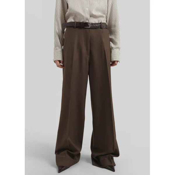 The Frankie Shop Brickell Trousers - Mocha - Oversized Minimalist Pants in Beige - Shop at Luxury Shoes 