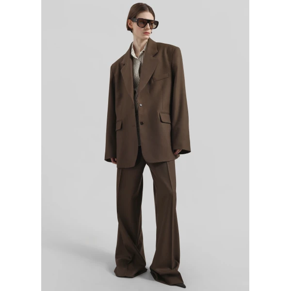 The Frankie Shop Brickell Trousers - Mocha - Oversized Minimalist Pants in Beige - Shop at Luxury Shoes 
