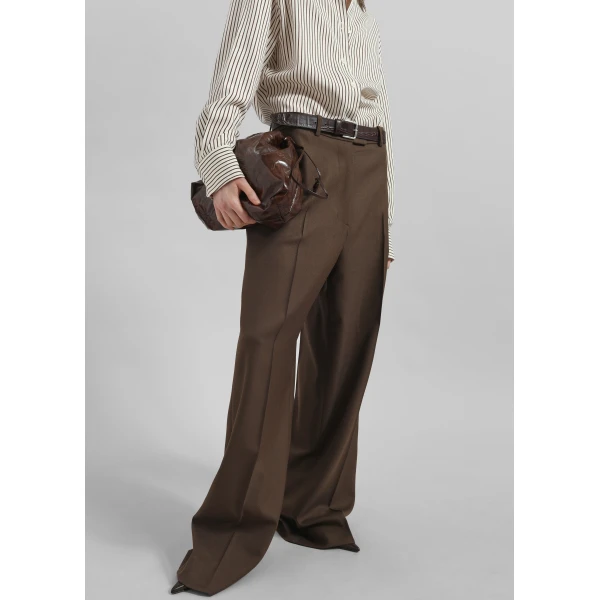 The Frankie Shop Brickell Trousers - Mocha - Oversized Minimalist Pants in Beige - Shop at Luxury Shoes 