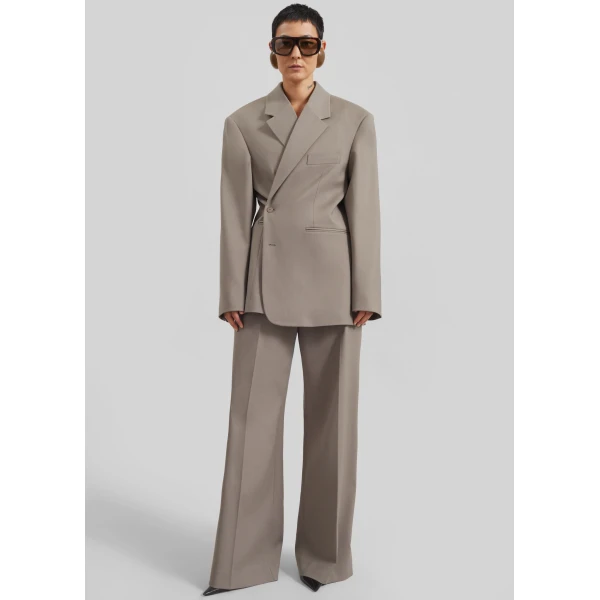 The Frankie Shop Brickell Trousers - Taupe - Oversized Minimalist Pants in Beige - Shop at Luxury Shoes 