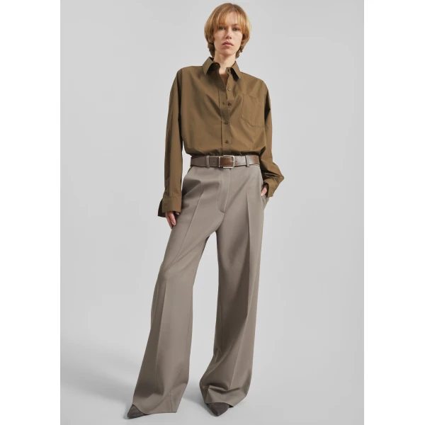 The Frankie Shop Brickell Trousers - Taupe - Oversized Minimalist Pants in Beige - Shop at Luxury Shoes 