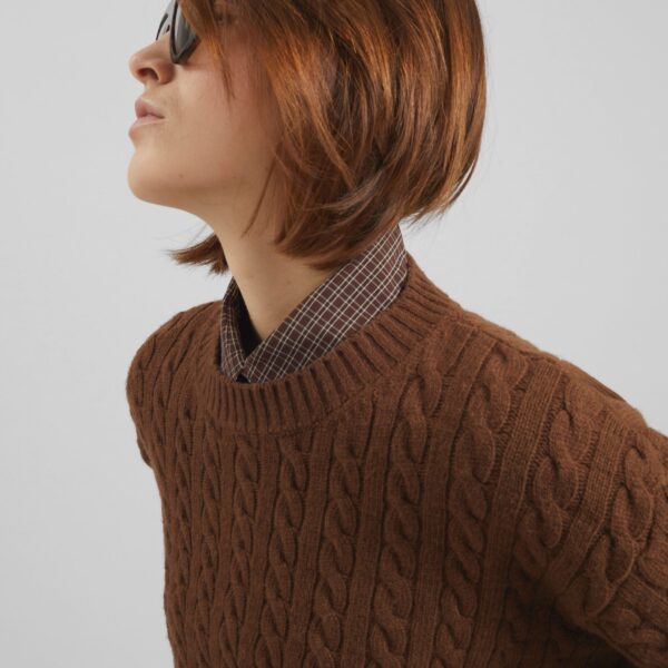 The Frankie Shop Brisbane Cropped Boxy Sweater – Brown, view 6