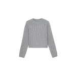 The Frankie Shop Brisbane Cropped Boxy Sweater - Grey - Oversized Minimalist Knitwear in Grey - Shop at Luxury Shoes 
