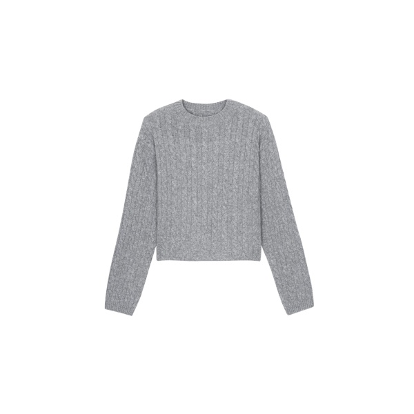 The Frankie Shop Brisbane Cropped Boxy Sweater - Grey - Oversized Minimalist Knitwear in Grey - Shop at Luxury Shoes 