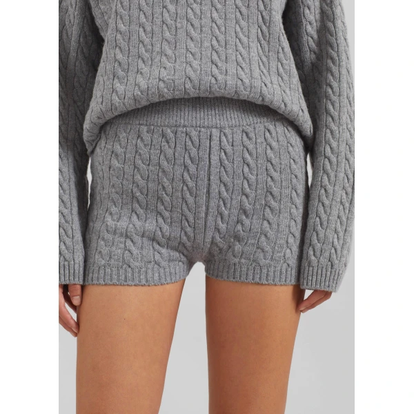 The Frankie Shop Brisbane Knit Mini Shorts - Grey - Oversized Minimalist Shorts in Grey - Shop at Luxury Shoes 