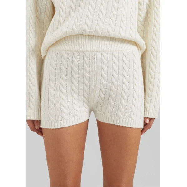 The Frankie Shop Brisbane Knit Mini Shorts - White - Oversized Minimalist Shorts in White - Shop at Luxury Shoes 