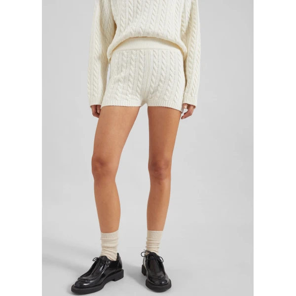The Frankie Shop Brisbane Knit Mini Shorts - White - Oversized Minimalist Shorts in White - Shop at Luxury Shoes 