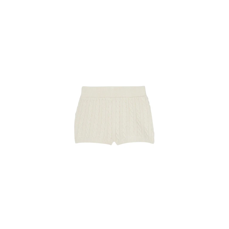 The Frankie Shop Brisbane Knit Mini Shorts - White - Oversized Minimalist Shorts in White - Shop at Luxury Shoes 