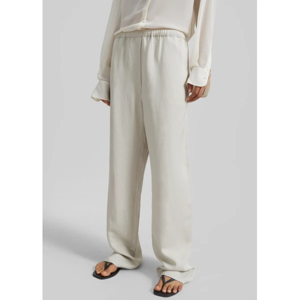 The Frankie Shop Bruna Linen Soft Pants - Light Beige - Oversized Minimalist Pants in Beige - Shop at Luxury Shoes 