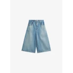 Brunoy Denim Culottes - Light Wash by The Frankie Shop - Shorts The Frankie Shop Brunoy Denim Culottes - Light Wash - Oversized Minimalist Shorts in Grey - Shop at Luxury Shoes