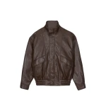 The Frankie Shop Burland Faux Leather Jacket - Brown - Oversized Minimalist Jackets in Beige - Shop at Luxury Shoes 