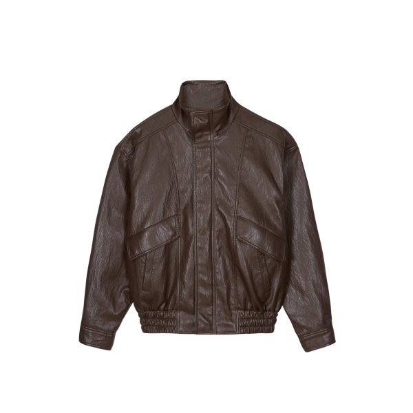 The Frankie Shop Burland Faux Leather Jacket - Brown - Oversized Minimalist Jackets in Beige - Shop at Luxury Shoes 